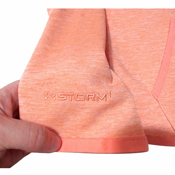 Under Armour ColdGear Storm Hoodie Women’s Large Peach Orange Pullover Fleece - Picture 12 of 14